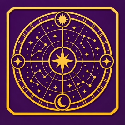 Midnight Atlas app icon: a gold star chart on amethyst